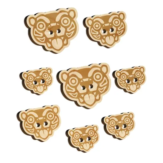 Wild Tribal Bear Face Wood Buttons for Sewing Knitting Crochet DIY Craft {7}