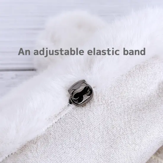 Wrapables Faux Fur Fluffy Bear Ears Winter Beanie Hat, White {5}