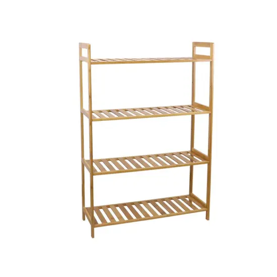4Tier Bamboo Adjustable Tall Bookshelf Rack Free Standing Storage. {1}