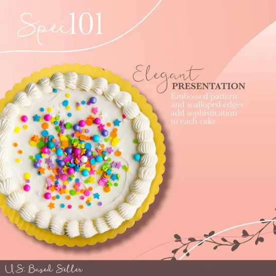 Round Cake Boards Bulk 20pk ,Cake Drum Gold Flat Scalloped Edge. {2}