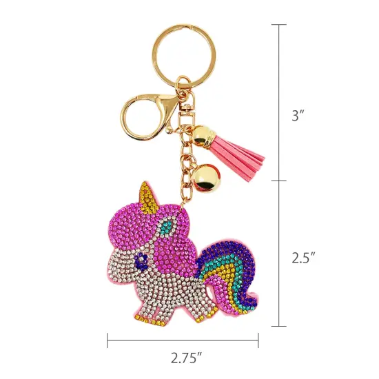 Wrapables Crystal Bling Key Chain Keyring with Tassel Car Purse Handbag Pendant, Rainbow Unicorn {2}
