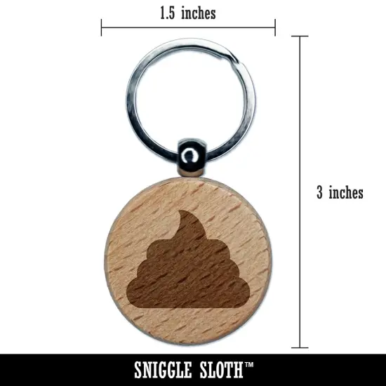 Poop Symbol Emoticon Solid Engraved Wood Round Keychain Tag Charm {2}