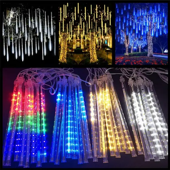 Solar Meteor Shower Rain Tree String Lights for Christmas Warm white(192led) {4}
