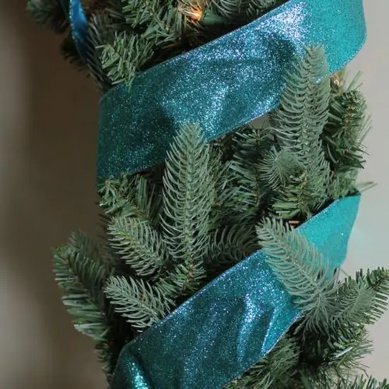 Northlight Shimmering Teal Solid Wired Christmas Craft Ribbon 2.5" x 10 Yards Blue {4}
