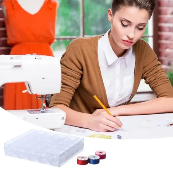 25 Pieces Bobbins for Sewing Machine, Sa156 Bobbins, Bobbins Class 15, Sewing Accessories, Plastic Bobbin with Case(1 Box) {6}