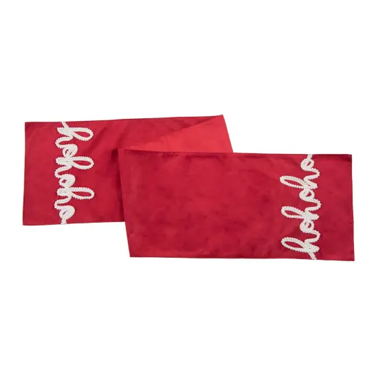Christmas Holiday Red "Ho Ho Ho" Sentiment Table Runner 13" x 68" {1}
