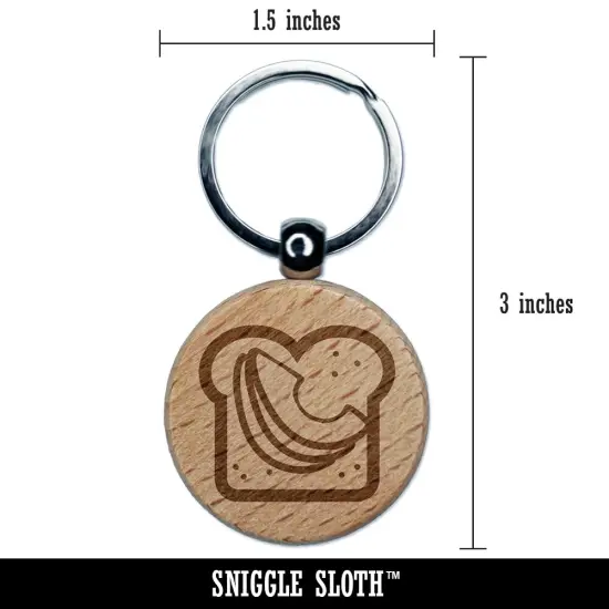 Avocado Toast Bread Engraved Wood Round Keychain Tag Charm {2}