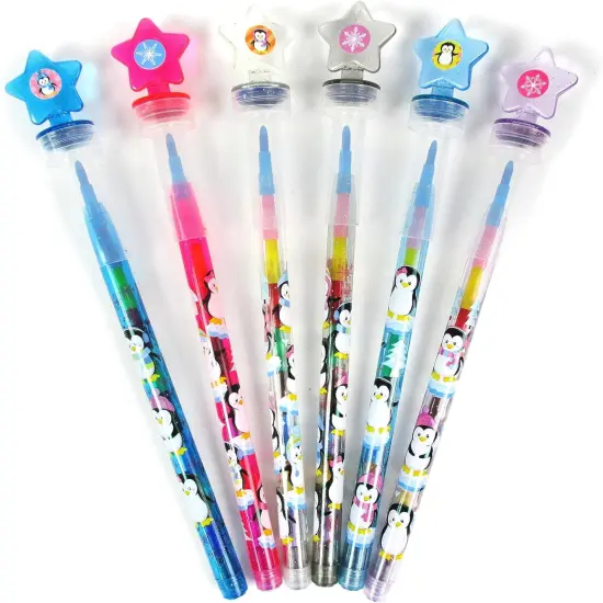 TINYMILLS 24 Pcs Penguins 2 in 1 Stackable Stacking Crayon with Extra Stamper Topper, Kids Party Favors, Goodie Bag Stuffers, Classroom Rewards, Prizes Visit the TINYMILLS Store {2}