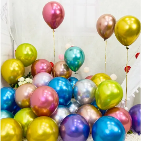 12 Inch Metallic Balloons Metal Chrome Shiny Latex Balloon Multicolor {5}