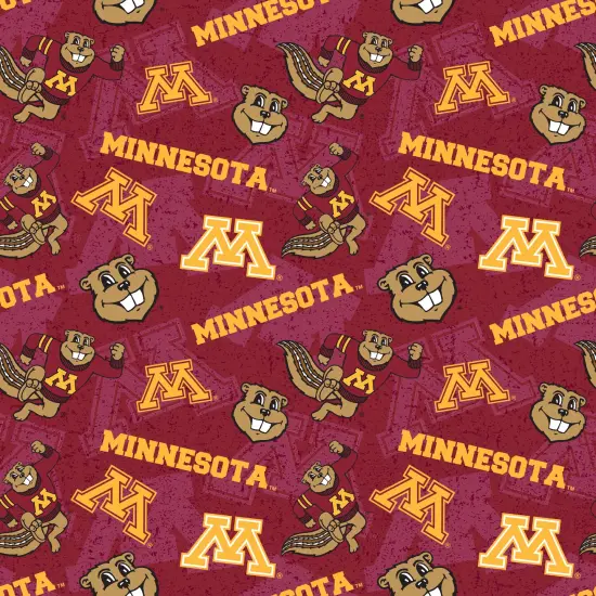 Sykel Enterprises-University of Minnesota Cotton Fabric-Minnesota Golden Gophers Tone On Tone Cotton Quilting Fabric {1}