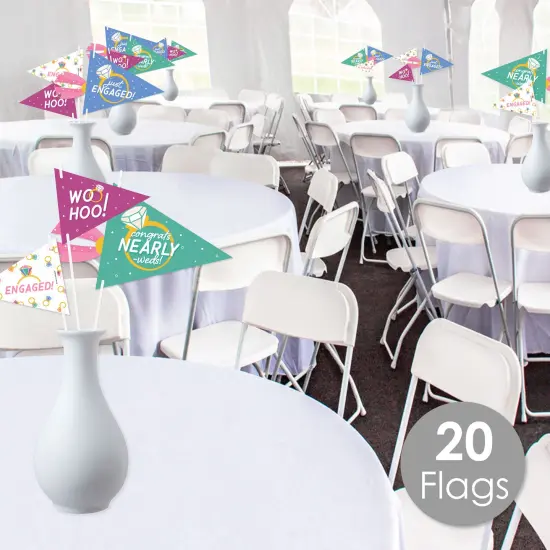 Big Dot of Happiness Just Engaged - Colorful - Triangle Engagement Party Photo Props - Pennant Flag Centerpieces - Set of 20 {3}