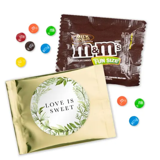 12 Pcs Botanical Wedding Candy M&M's Party Favor Packs - Milk Chocolate {1}