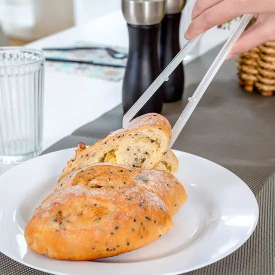 18 Pieces Plastic Serving Utensils, 9" Clear Disposable Utensils, 6 Serving Tongs, Spoons, Forks {5}