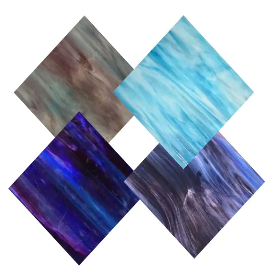 Wissmach 4 Sheet Mixed Color Variety Stained Glass Pack, Purple/Blue {2}