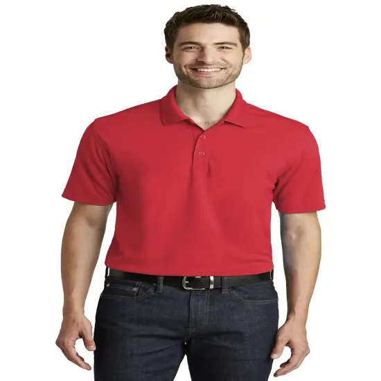 Port Authority&reg; Silk Touch Collared Short Sleeve Polo &ndash; Premium 4.6 oz. 100% Polyester Double-Knit Piqu&eacute;, Lightweight, Breathable, Versatile Work & Casual Shirt Rich red {1}