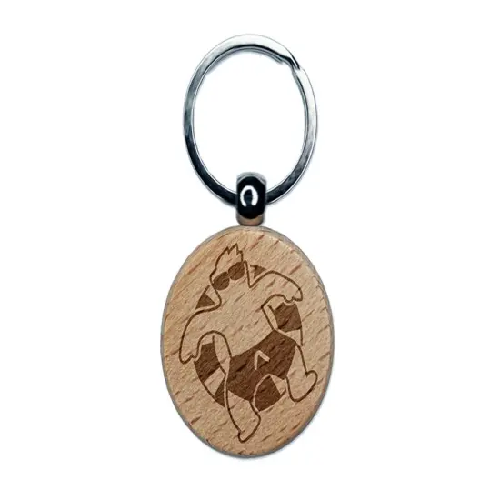 Summer Man in Swimsuit Floating Engraved Wood Round Keychain Tag Charm {1}