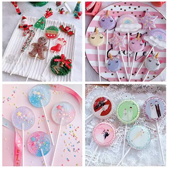 100 Pieces Big Size Lollipop Cake Pop Treat Bag Set Including Parcel Bags, 100pcs Papery Treat Sticks, 100pcs Colorful Metallic Twist Ties for Making Lollipops, Cake Pops, Candies, Chocolates and Cookies {6}
