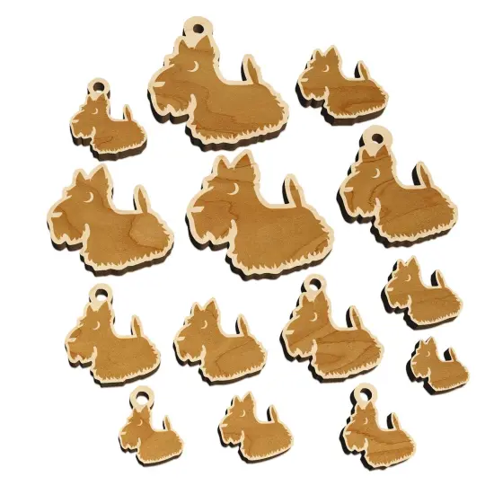 Delightful Cartoon Scottish Terrier Mini Wood Shape Charms Jewelry DIY Craft {7}