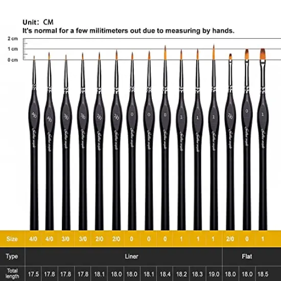 15 PCS Miniature Paint Brushes, Model Brushes Micro Detail Paint Brush Set, Fine Detailing for Acrylics, Oils, Watercolors & Paint by Number, Citadel, Figurine, Warhammer 40k (Black) {1}
