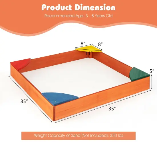 Kids Outdoor Wooden Backyard Sandbox with Built-in Corner Seating {4}