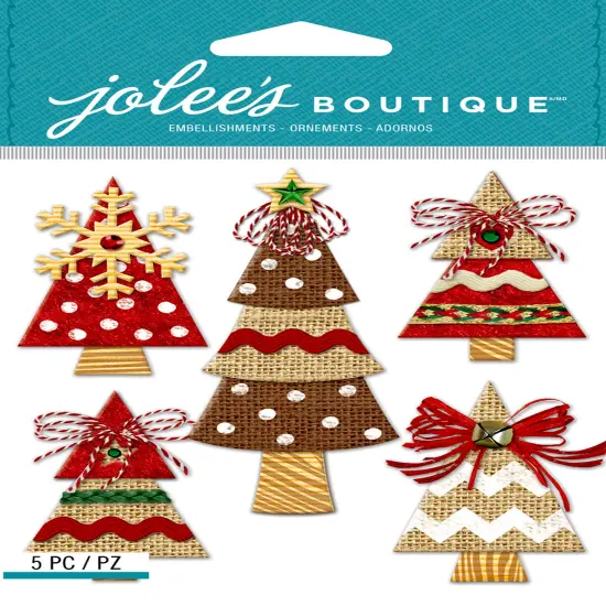 Jolee's Boutique Holiday Burlap Trees Dimensional Stickers {1}
