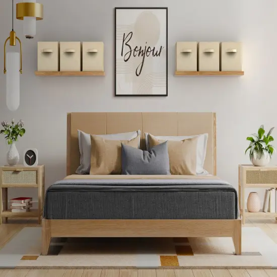 Sorbus Fabric Collapsible Cube Storage Bins Set (6 Pack) Beige {2}