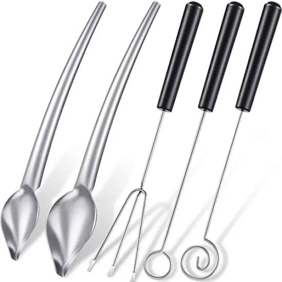 3 PCS Candy Dipping Tools Chocolate Dipping Fork Spoons Set 2 Pieces Culinary Decorating Spoons Chef Art Pencil for Decorative Plates Stainless Steel Chef Spoon {2}