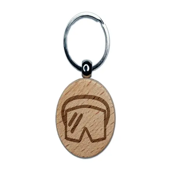 Skiing Mask Engraved Wood Round Keychain Tag Charm {1}