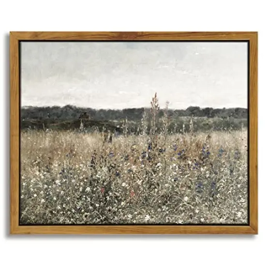 8x10 in Framed Canvas Wall Art Home Decor, Meadow with Flowers Painting Wall Art Prints, Canvas Wall Art for Living Room Decor Bedroom Home Bathroom Wall Decor {2}