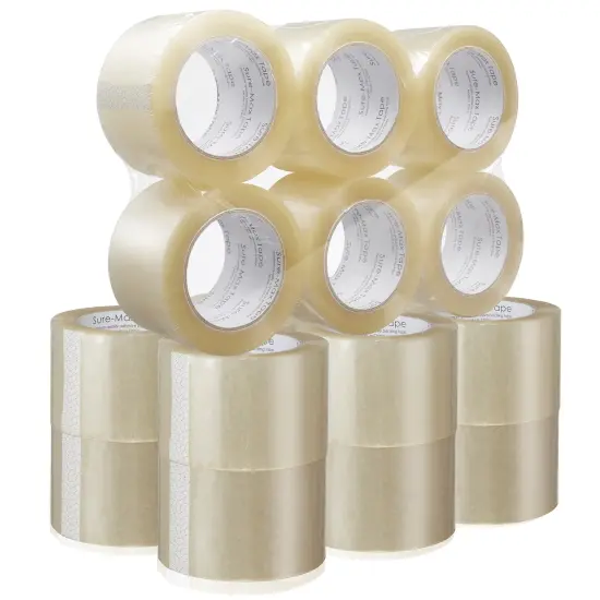 Sure-Max 18 Rolls Extra-Wide Shipping & Packing Tape (3" x 110 yard/330' each) - Moving & Adhesive Carton Sealing - 2.0mil Clear {2}