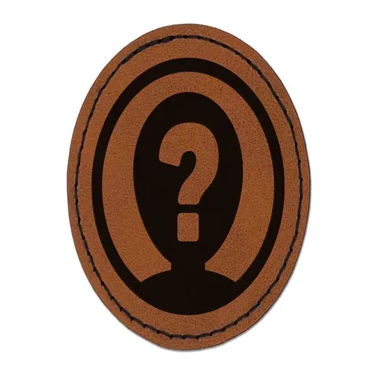 Anonymous Hidden Secret Person Icon Round Iron-On Engraved Faux Leather Patch Applique - 2.5" Brown {1}