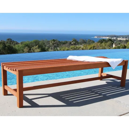 Outdoor Living and Style 59" Brown Natural Wood Finish Outdoor Furniture Patio Backless Bench {3}