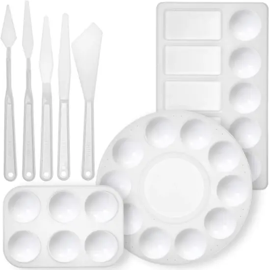 Paint Palette and Painting Knife Set 3 Paint Trays and 5 Paint Knives. {1}