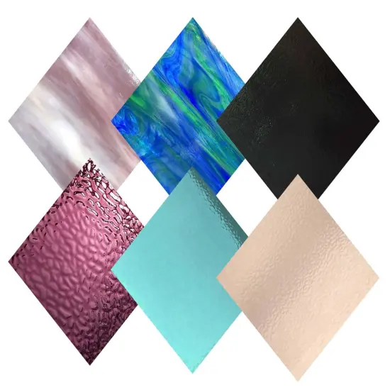 Wissmach 6 Sheet Mixed Color Variety Stained Glass Pack and Mosaic Glass {1}