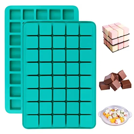 2 Pieces 40-Cavity Square Caramel Candy Silicone Molds,Chocolate Forf Truffles, Fat Bombs Keto Snacks, Whiskey Ice Cube Tray,Grid Fondant Mould,Hard Candy Pralines Gummy Jelly Mold {3}