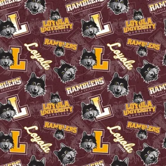 Sykel Enterprises-University of Loyola Chicago Cotton Fabric-Loyola Ramblers Tone On Tone Cotton Quilting Fabric {1}