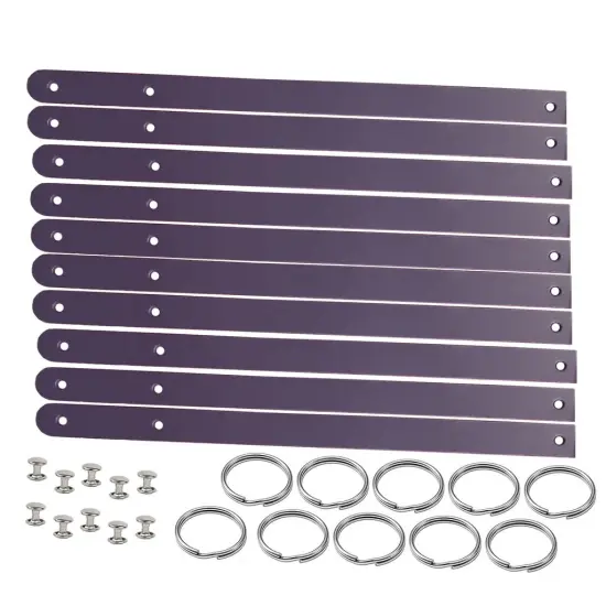 1/2" Blank Leather Keychains Kit - 10 Pre-Cut Blank Keyrings for Stamping & Engraving Purple {1}