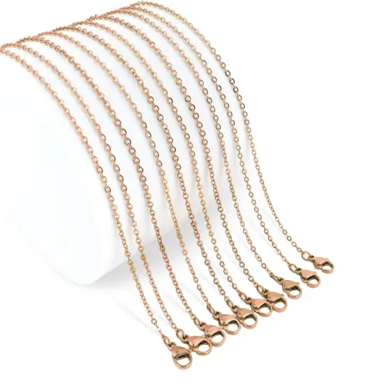 10 Pack - Rose Gold 20" Stainless Steel Loop Chain Necklace {1}