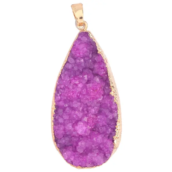 Earth's Jewel 50mm Purple Semi-Precious Agate Teardrop Pendant {2}