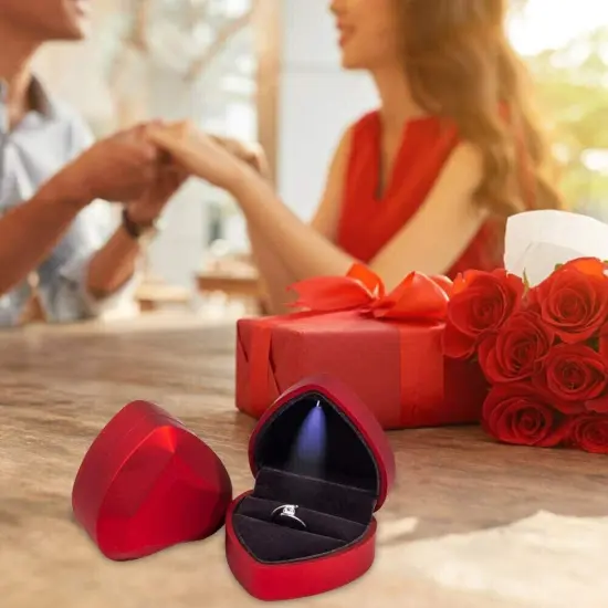 Kitcheniva 1 Pack Diamond Ring Box With LED Light Pink {4}