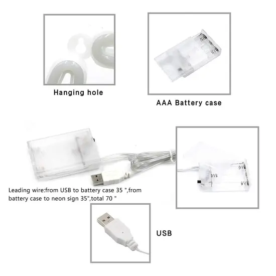 Pink Heart Neon Sign, LED Light Battery Operated or USB Powered Decorations Lamp, Table and Wall Decoration Light for Girl's Room Dorm Wedding Anniversary Valentines Day Birthday Party Home D&eacute;cor {2}