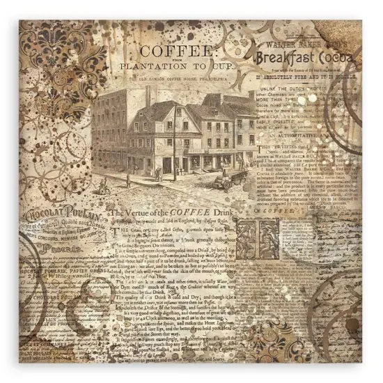 Stamperia Polyester Fabric 12"X12" 4/Pkg-Coffee And Chocolate {2}