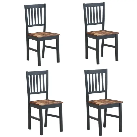 Set of 4 Dining Chair Spindle Back Wooden Legs {3}