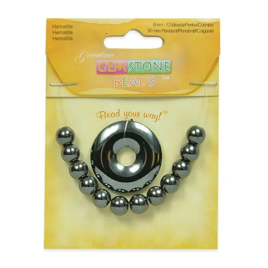 6 Packs of Hematite Gemstone Beads & Pendant - 8mm - 13 pcs. {1}