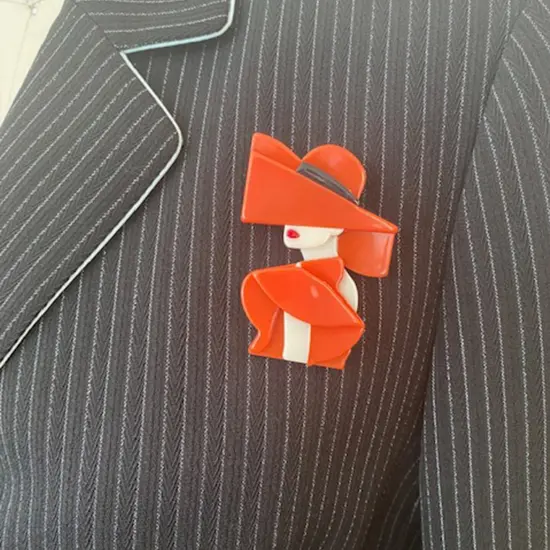 Wrapables Acrylic Fashion Brooch Pin for Sweaters, Coats, Scarves, and Bags, Lady in Red {3}