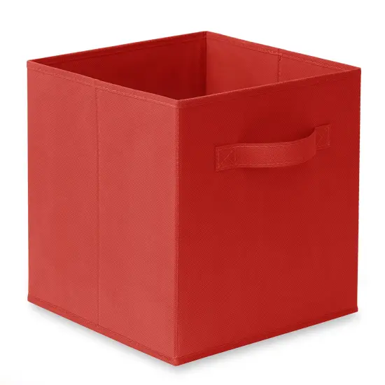 6 Collapsible Foldable Cloth Fabric Cubby Cube Storage Bins Baskets. Red {2}