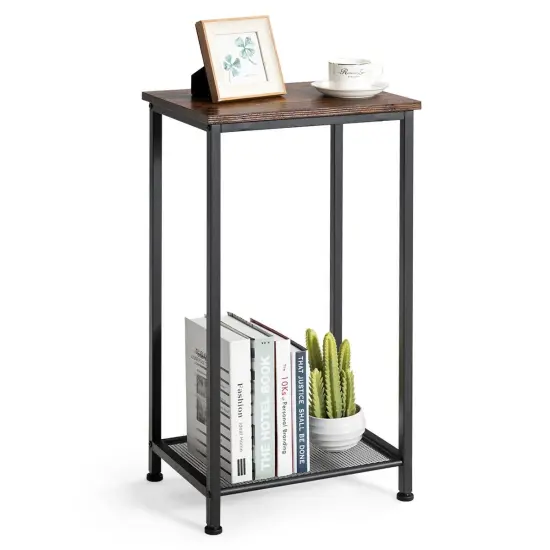 2-Tier Industrial Side End Accent Telephone Table {6}
