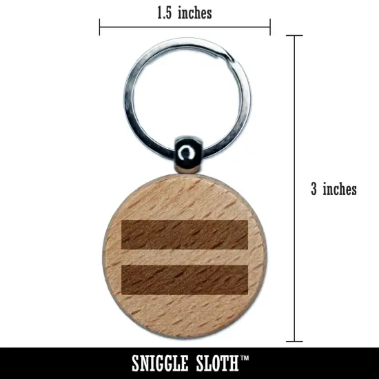 Equal Sign Math Symbol Engraved Wood Round Keychain Tag Charm {2}