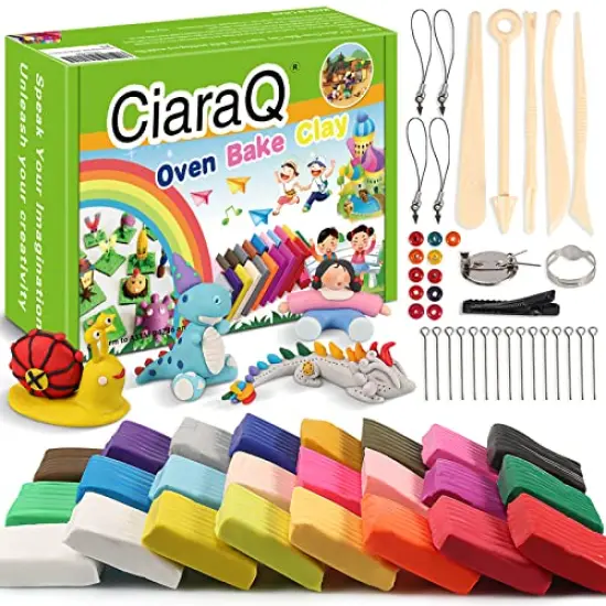 CiaraQ Polymer Clay-Oven Baked Modeling Clay with Sculpting Tools, 24 Colors, 1.2 lbs, Great Gift for Children and Artists. {1}