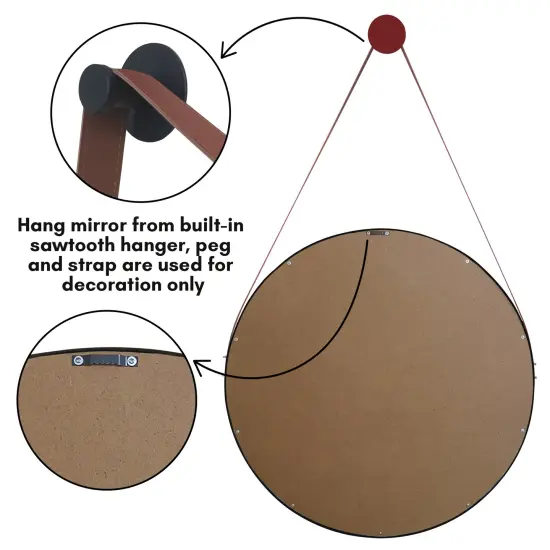 Americanflat Round Mirror - Hanging Mirror for Wall - Circle Mirror for Bathroom, Bedroom, Entryway, Living Room - Large Mirror for Wall Decor {12}